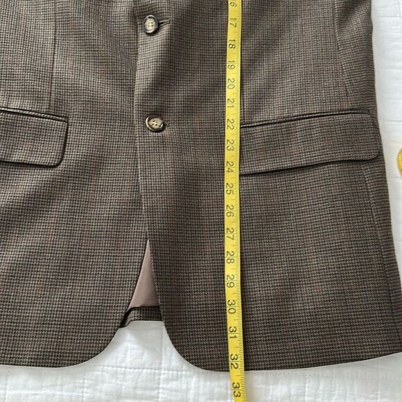 Pronto Uomo Sport Coat Blazer 40R 100% Wool Brown Micro Check - Picture 9 of 13